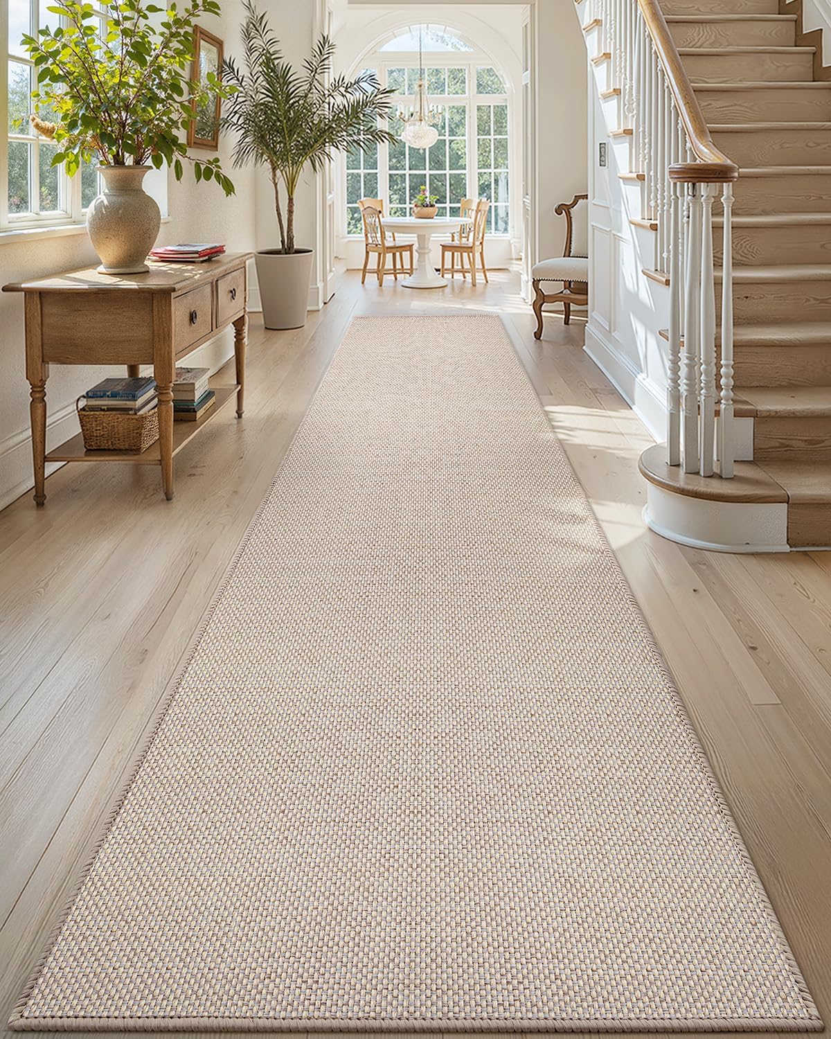 Color&Geometry Door Mat 3'x10' Runner Rug with Rubber Backing, Non Slip Washable Hallway Rug, Carpet Runners for Hallway Living Room Bedroom, Beige (Rolled-up NO Creases)