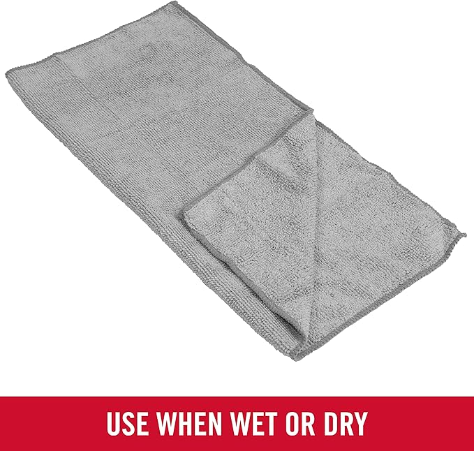 Rubbermaid All Purpose Microfiber Cleaning Cloth Towels, 50 Pack, 12"x12", Non-Scratch, Reusable/Washable for Cleaning/Wiping/Polishing for Home/Kitchen/Car