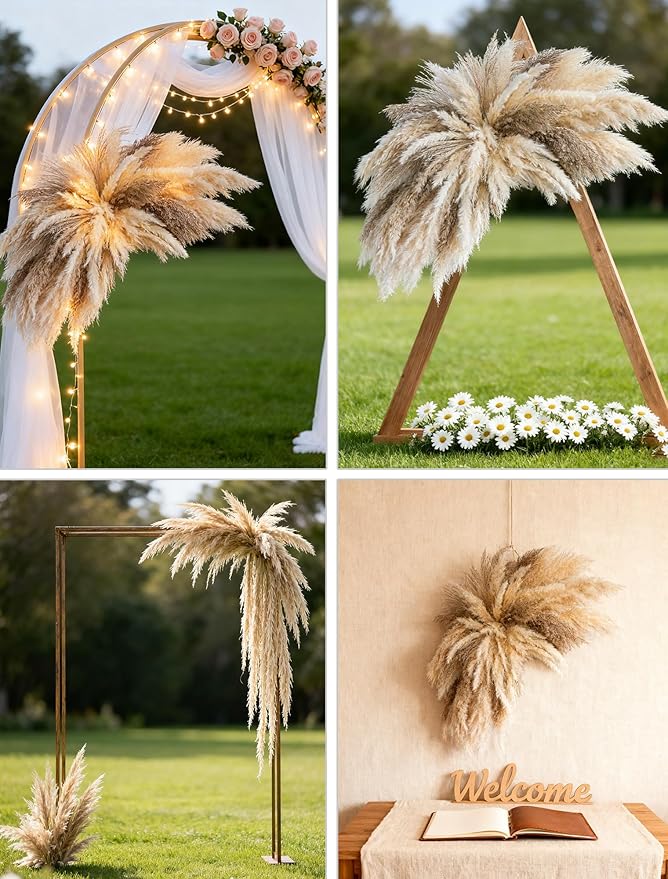 WILD AUTUMN Fluffy Boho Wall decor - DIY pampas grass kits,Decorative pampas cloud,Mirror Decorative,for Entryway Bedroom Living Room Bathroom House Warming Gifts New Home Essential - Need to assemble