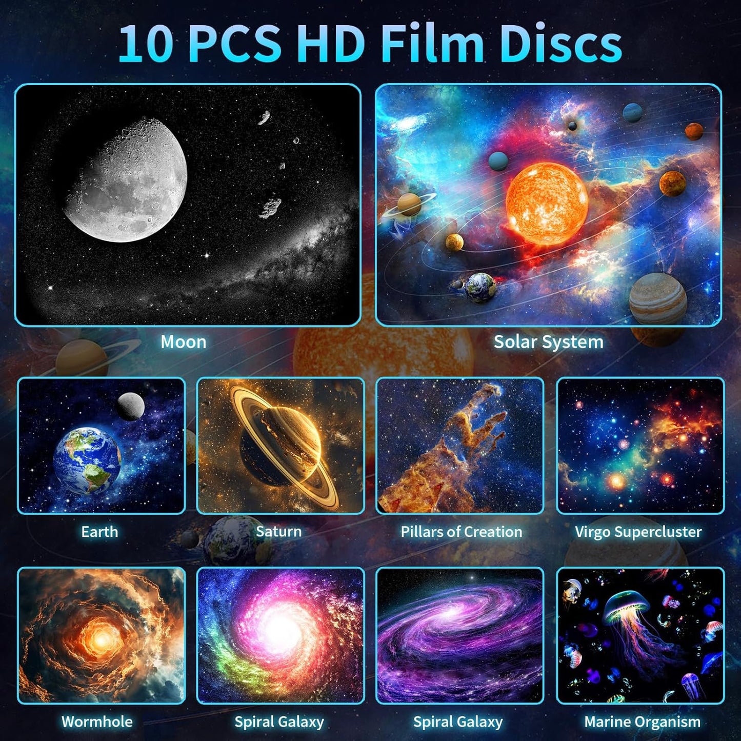 [Newest 8th Gen Planetarium Projector] Galaxy Projector(White), HD Brighter Wider Projection Planetarium Star Projector with 7-Color Night Light Realistic Starry Sky Space Solar System Moon Nebula for Bedroom Ceiling Room Decor