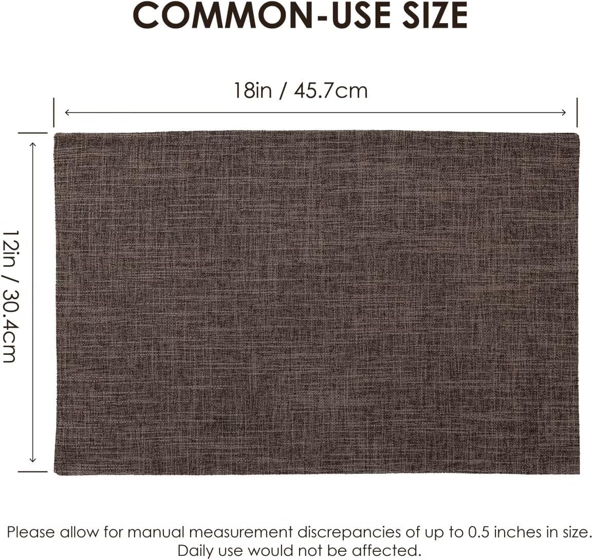 Placemats Set of 6, Bilayer Thickened Linen Place Mats Heat Resistant Machine Washable Wrinkle Free Carefully Selected Polyester Mats for Kitchen/Dining/Coffee Table (Burlap)