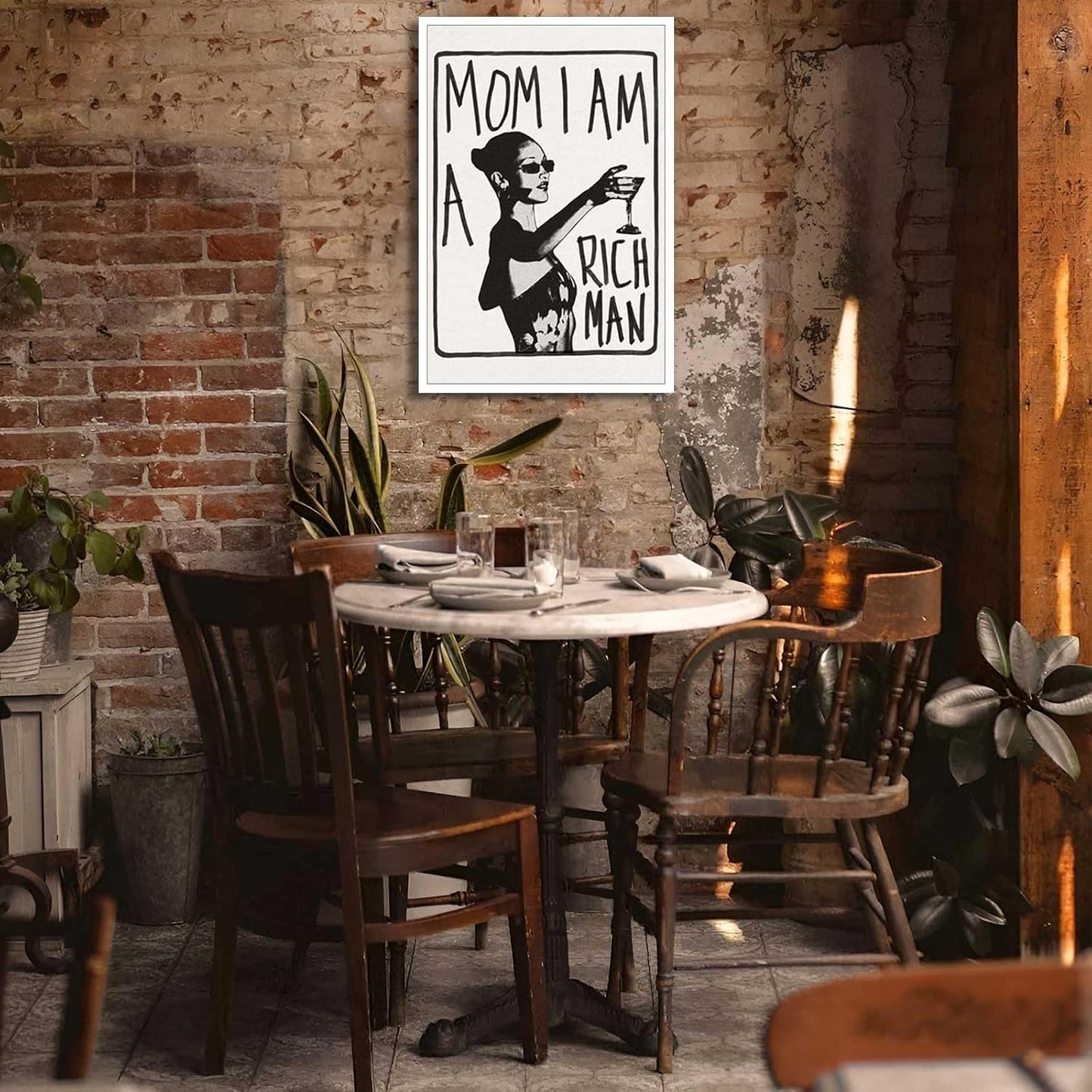 Liyark Mom I Am A Rich Man Aesthetic Retro Music Goblet Poster Feminist canvas Wall Art Vintage Bar Cart Wall Decor Preppy Dorm Decor Unique Wall Art prints painting 16x24in Unframed