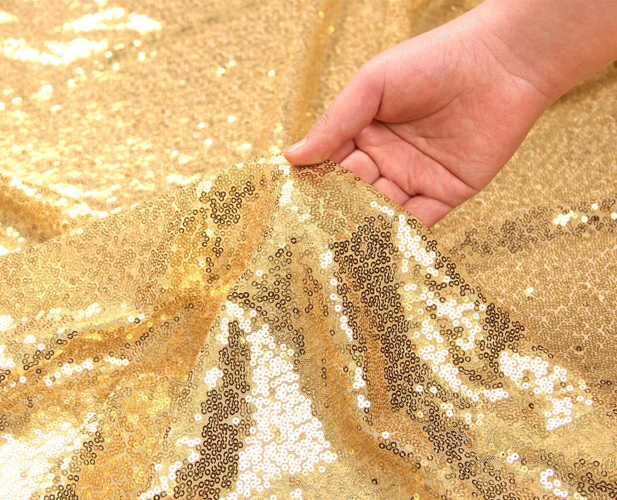SquarePie Sequin Tablecloth 60 x 102 Inch Gold Sparkly Table Linen for Wedding Party