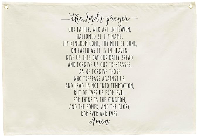 Rectangular Christian Bible Verse Scripture Canvas Banner Wall Decor-Flag Wall Sign for Baby Boy Girl Kids,Nursery Bedroom Nursery Decor,Baby Shower Baptism Christmas Gift-The Lord's Prayer