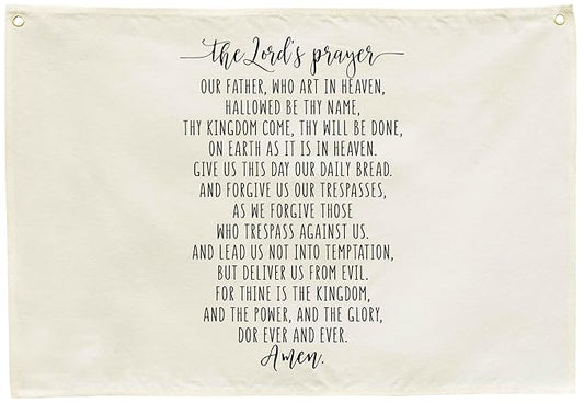 Rectangular Christian Bible Verse Scripture Canvas Banner Wall Decor-Flag Wall Sign for Baby Boy Girl Kids,Nursery Bedroom Nursery Decor,Baby Shower Baptism Christmas Gift-The Lord's Prayer