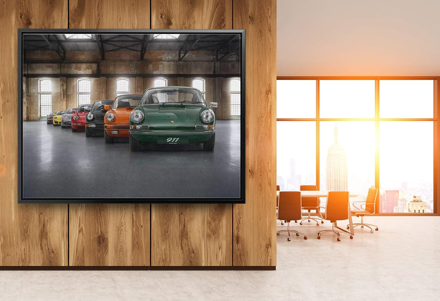 Porsche Car 911 Color Revolution Canvas Art Print Picture Wall Home Decor - Various Sizes (36in x 24in Modern Black Framed)
