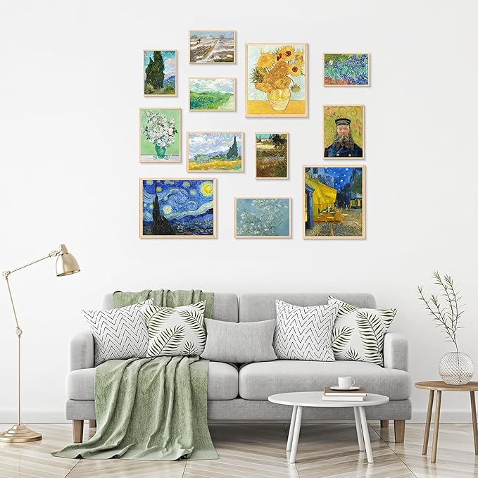 KBKBART Vintage Eclectic Wall Art Prints Set of 12, Abstract Eclectic Wall Decor Van Gogh Maximalist Famous Artist Painting Pictures, Trendy Maximalism Poster for Aesthetic, Unframed