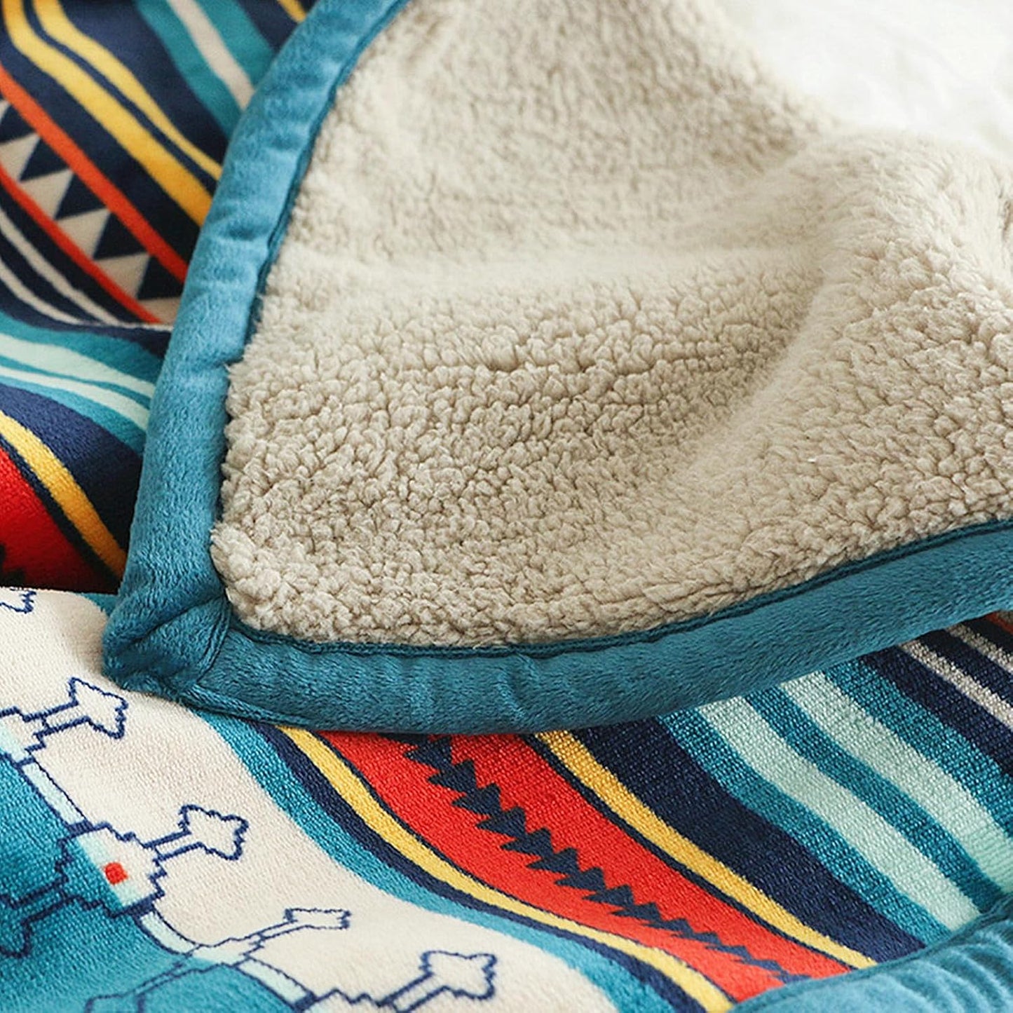 UKELER Bohemian Sherpa Throw 80'' x 60''- Soft Plush Flannel Boho Throw Blankets for Bed/Couch/Sofa/Office/Camping