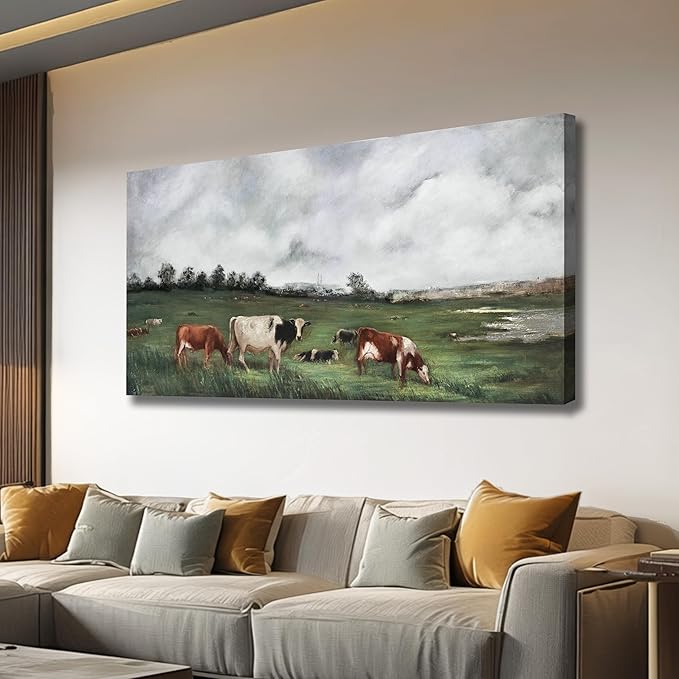 Belmrxne Landscape Wall Art White and Green Wall Decor Moden Animal Aesthetic Canvas Prints Moden Artwork for Living Room Bedroom Dining Room kitchen Hallway Office Home Decor 24×48 Inches