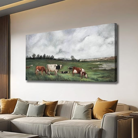 Belmrxne Landscape Wall Art White and Green Wall Decor Moden Animal Aesthetic Canvas Prints Moden Artwork for Living Room Bedroom Dining Room kitchen Hallway Office Home Decor 24×48 Inches