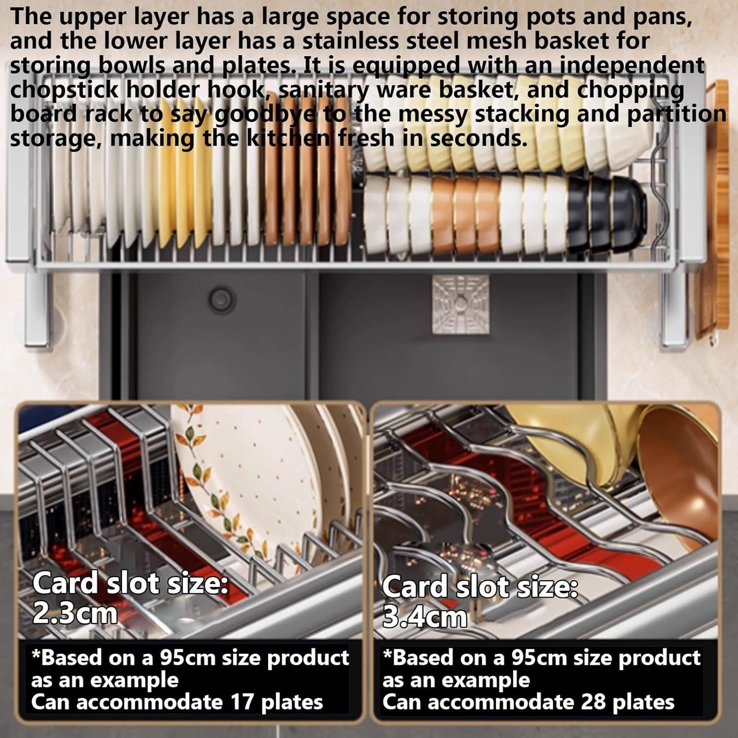 Kitchen Sink Rack Sink Above The Dish Drain Dish Washing Rack Stainless Steel Multifunctional Dish Storage Rack,Over The Sink Drying Rack for Dishes(1,55cm/21.7in)