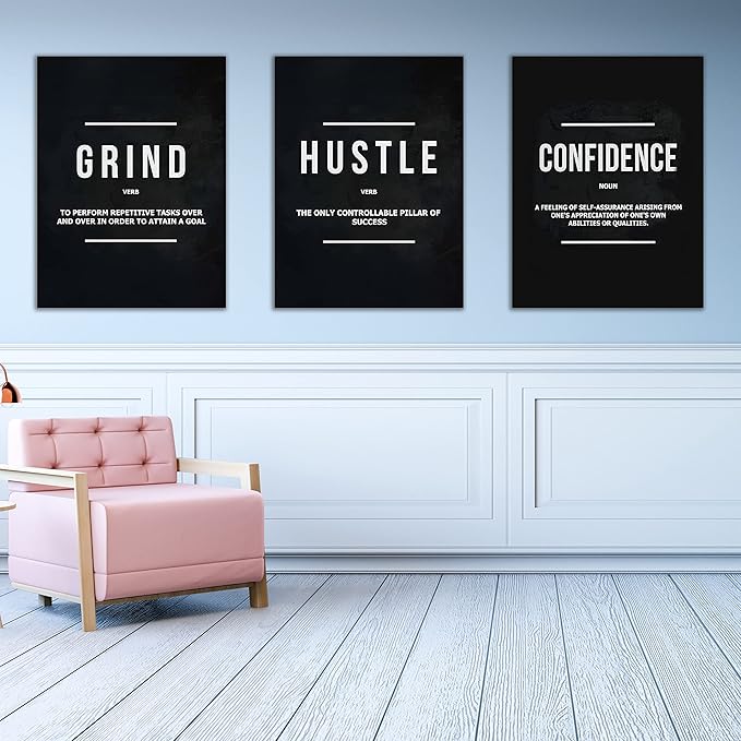 Yetaryy Motivational Poster Inspirational Wall Art 3 Pieces Canvas Painting Lion Artwork for Living Room Office Modern Home Decor Prints Pictures Wall Decor Framed Ready to Hang [60''Wx 28''H]