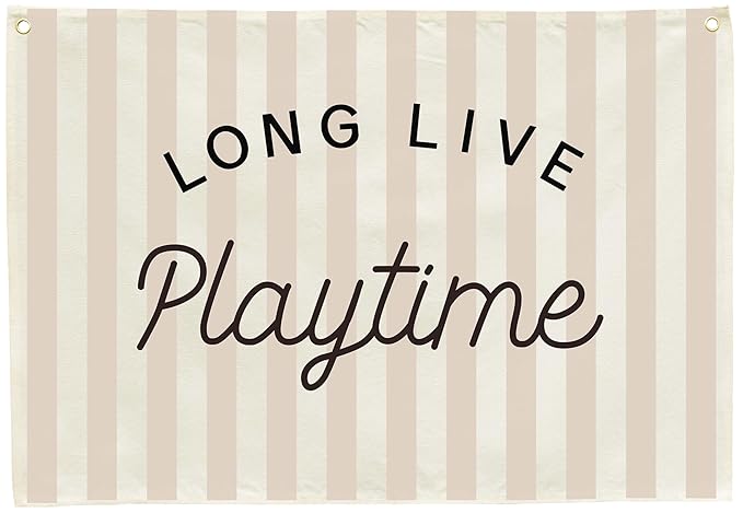 Nursery Wall Decor-Hanging Rectangular Banner Flag Poster Wall Art for Nursery playroom Decoration,Baby Shower Birthday Christmas Gift for Baby Boys Girls Kids-Long Live Playtime-Baby Growth Stuff