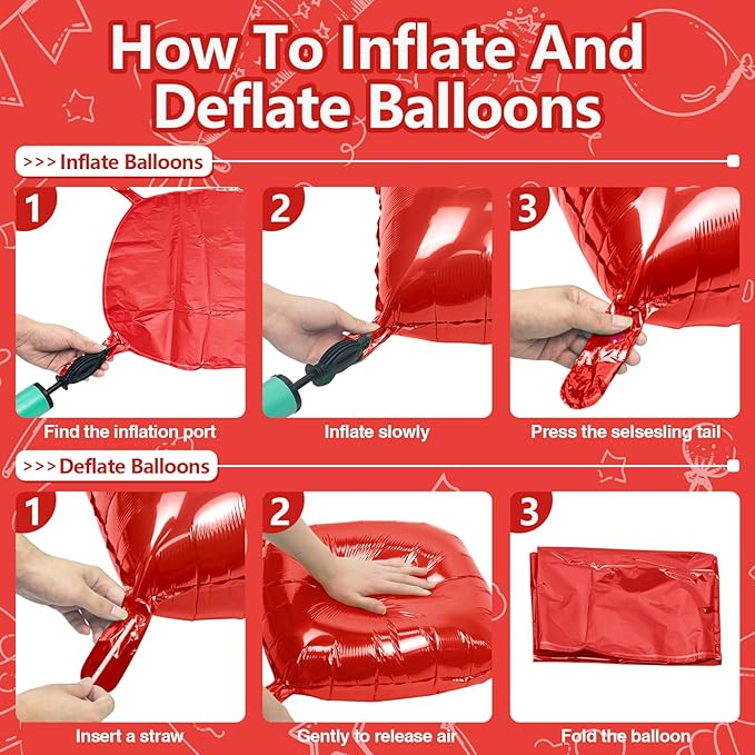 NISOCY 25PCS Red Square Foil Balloons Wall Backdrop Metallic Double Sided Red Christmas Balloon Tunnel Arch Kit for Christmas Birthday Baby Shower Valentine‘s Day Party Decoration