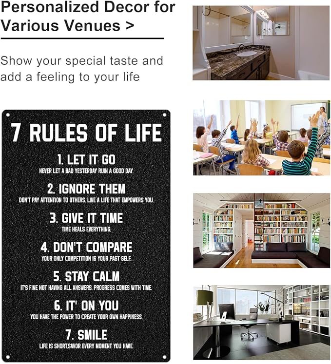 ALKB Inspirational Dorm Decor Metal Sign 8x12 Inch, Motivational Wall Art with Positive Quotes for Teen Boys Girls, Wall Decor for Bedroom Classroom Gym