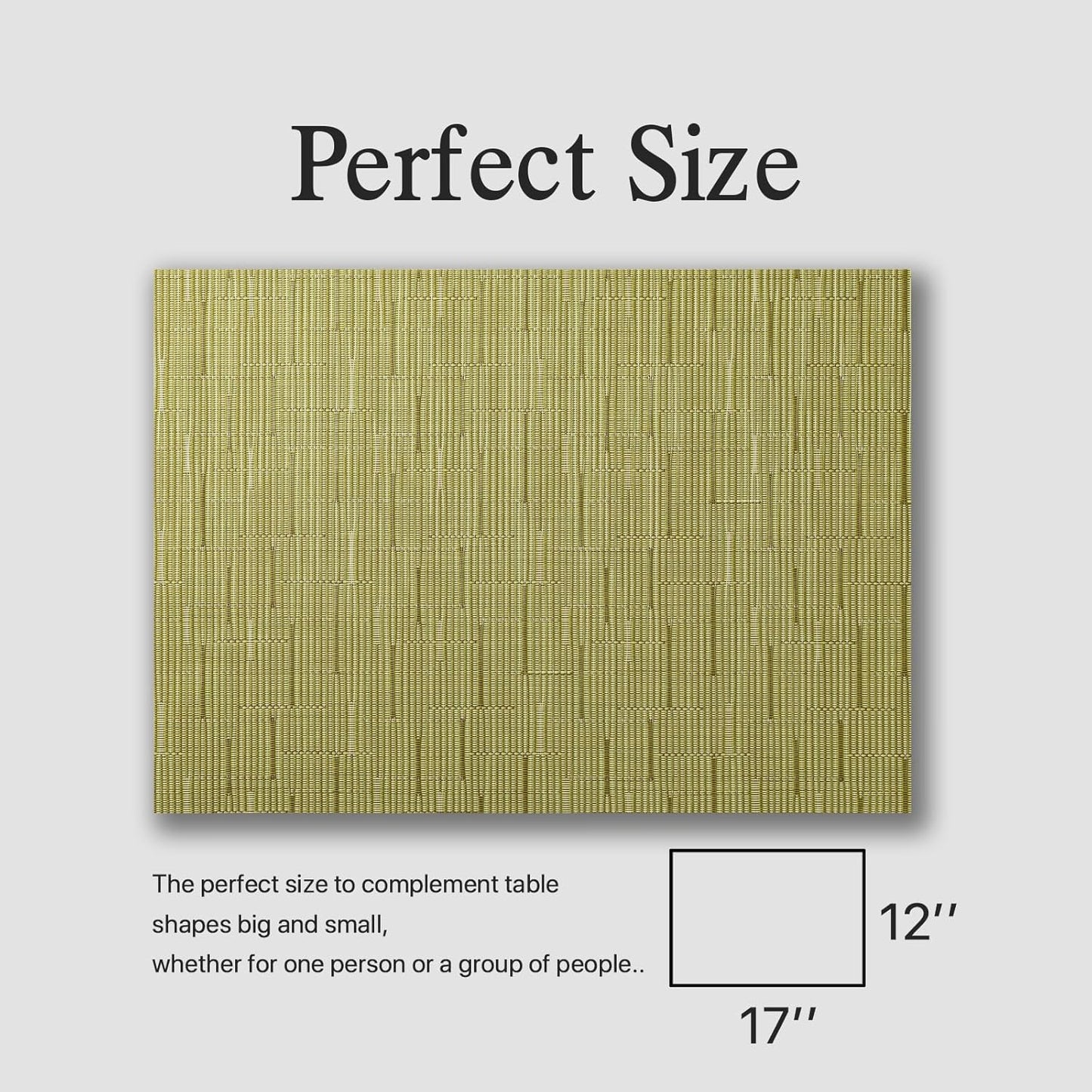 Placemats Set of 6 - Easy Clean Woven Vinyl Placemats for Dining Table, Indoor/Outdoor Place Mats, Washable PVC Table Mats （Pea Green）