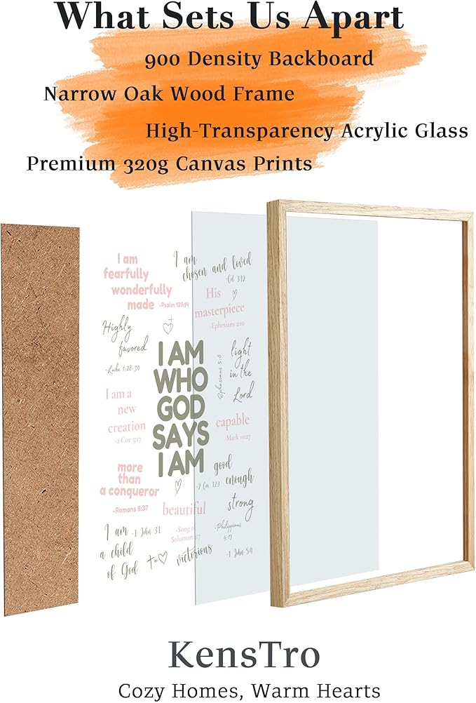 KensTro Christian Bible Verse Framed Wall Art, 12x16 in Sage and Pink Scripture Canvas Wall Art Prints,Godly Identity Poster for Christian Teen Girl Gifts Trendy Stuff Room Decor Set of 1