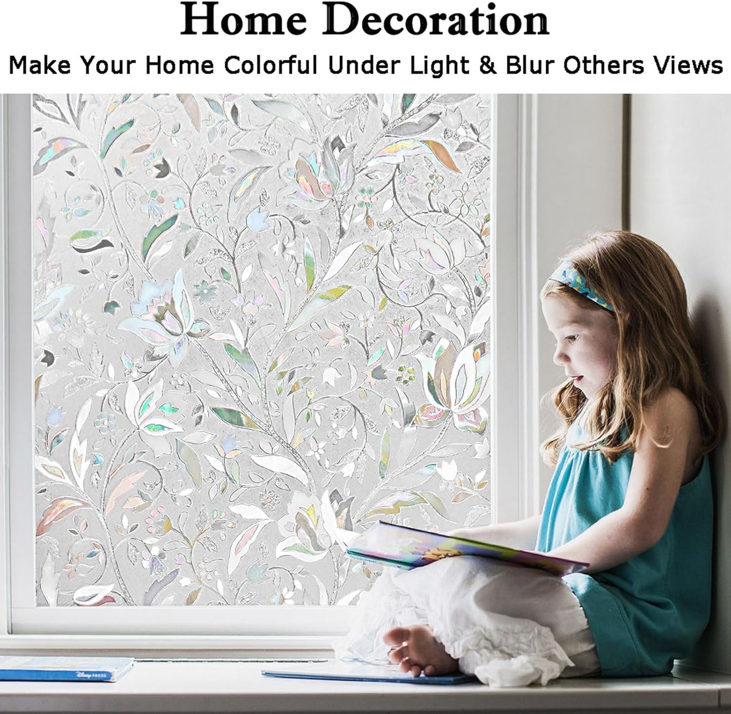 Kromapolis Window Film, Window Privacy Film, Vinyl Glass Covering, Stained Glass Decorative Film, Window Film Privacy Frosted, Static Window Clings, Non-Adhesive, No-Glue (29.5 x 78.7inch)