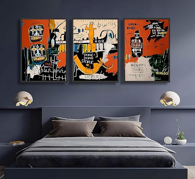 JWDXNOOK 3pcs Modern Colorful Graffiti Wall Art Street Canvas Prints Posters Modern Abstract Paintings Wall Decor for Urban Home Living Room Bedroom Bathroom Office Home Decor Unframed