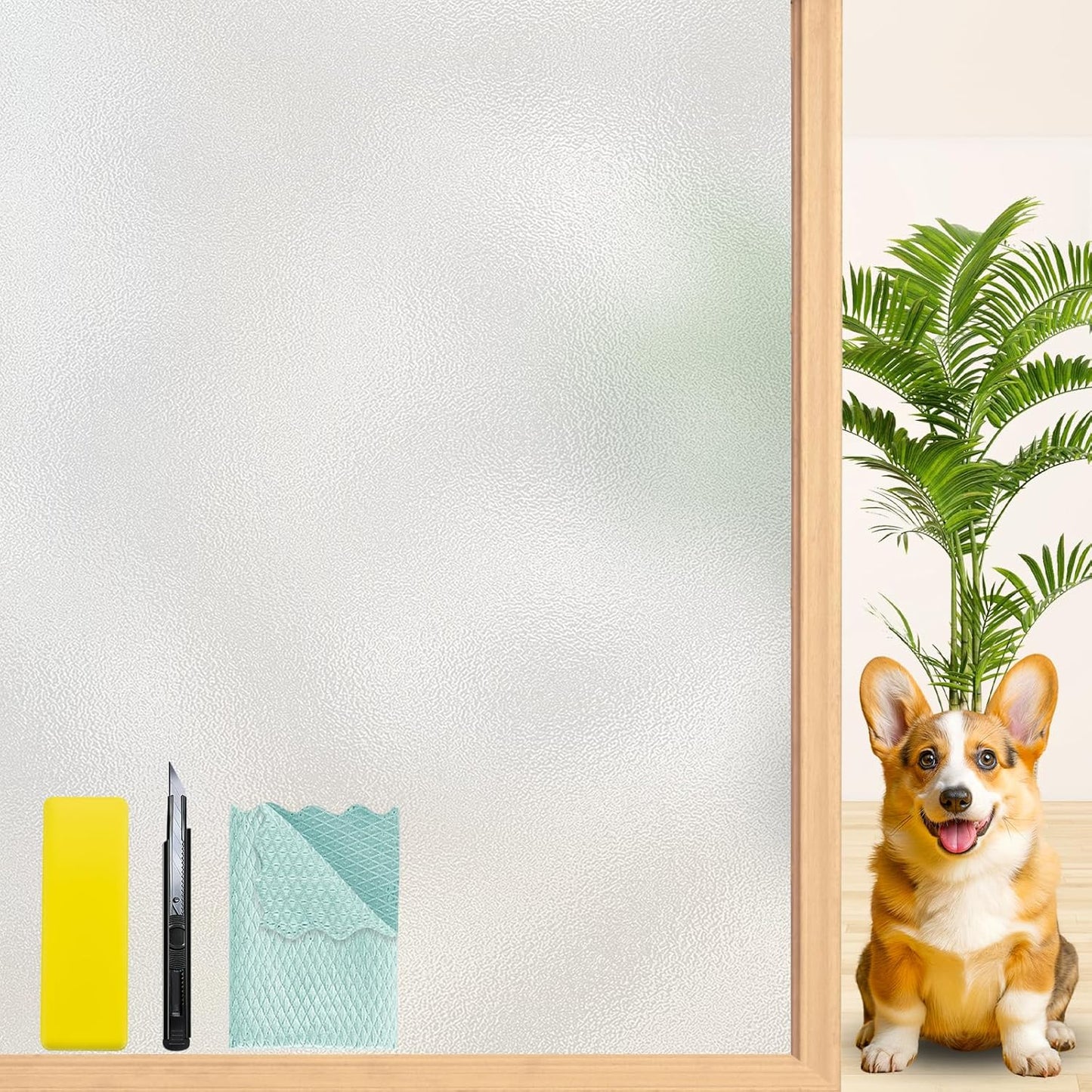 Niviy Etched Privacy Window Film Frosted Glass Static Cling Non Adhesive Window Frosting Film for Bathroom Home Office, 29.5 inch x 118 inch