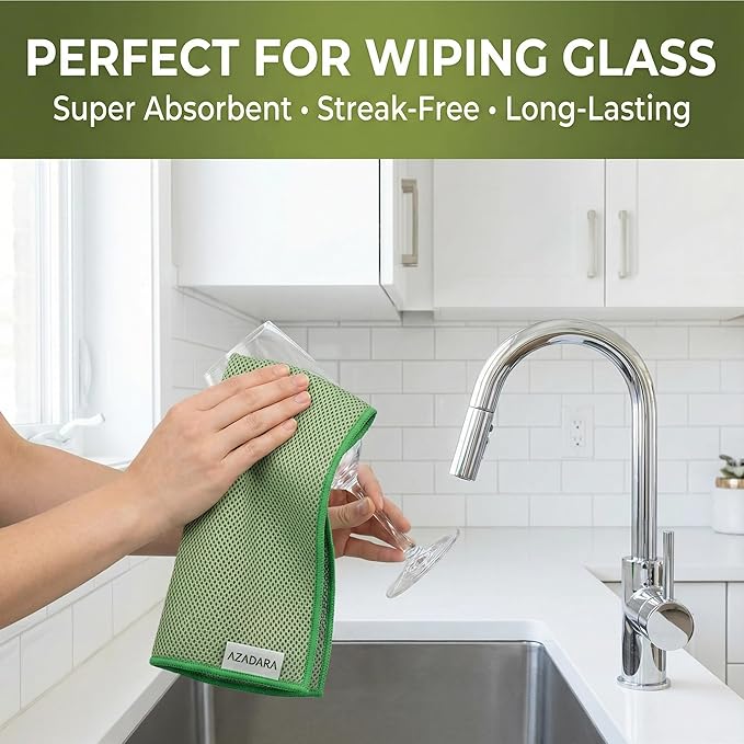 Dual-Sided Microfiber Cleaning Cloths – Non-Scratch Scrub & Absorbent Wipe – 2-in-1 Reusable Cleaning Towels for Kitchen, Home, Car, Glass & Appliances – 11.81” x 11.81” (6 Pack)