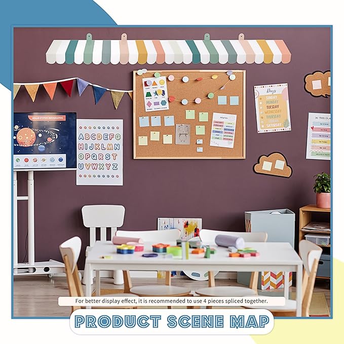 Boao 4 Pack Circus Awning Decoration 3D Stripe Cardboard Awning Carnival Wall Decor Circus Party Favors for Lemonade Stand Bakery Ice Cream Truck Bulletin Board(Morandi Color,Boho Style)
