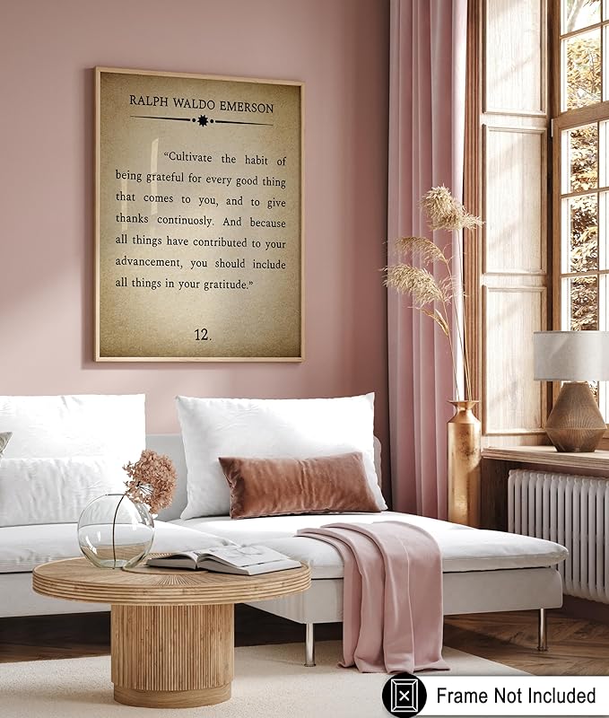 Poster Master Ralph Waldo Emerson Poster - Habit of Being Grateful Print - Gratitude Quote Art - Inspiring Gift for Men, Women - Motivational Decor for Office, Living Room - 11x14 UNFRAMED Wall Art