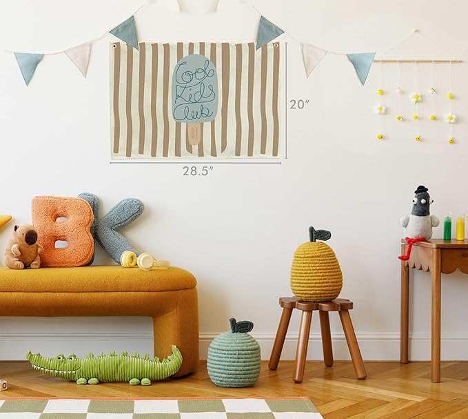 Cool Kids Club Nursery Canvas Banner-Hanging Rectangular Flag Sign for Baby Boy Girl Kids Teen,Bedroom Reading Room Playroom Decoration,Baby Shower Birthday Christmas Gift