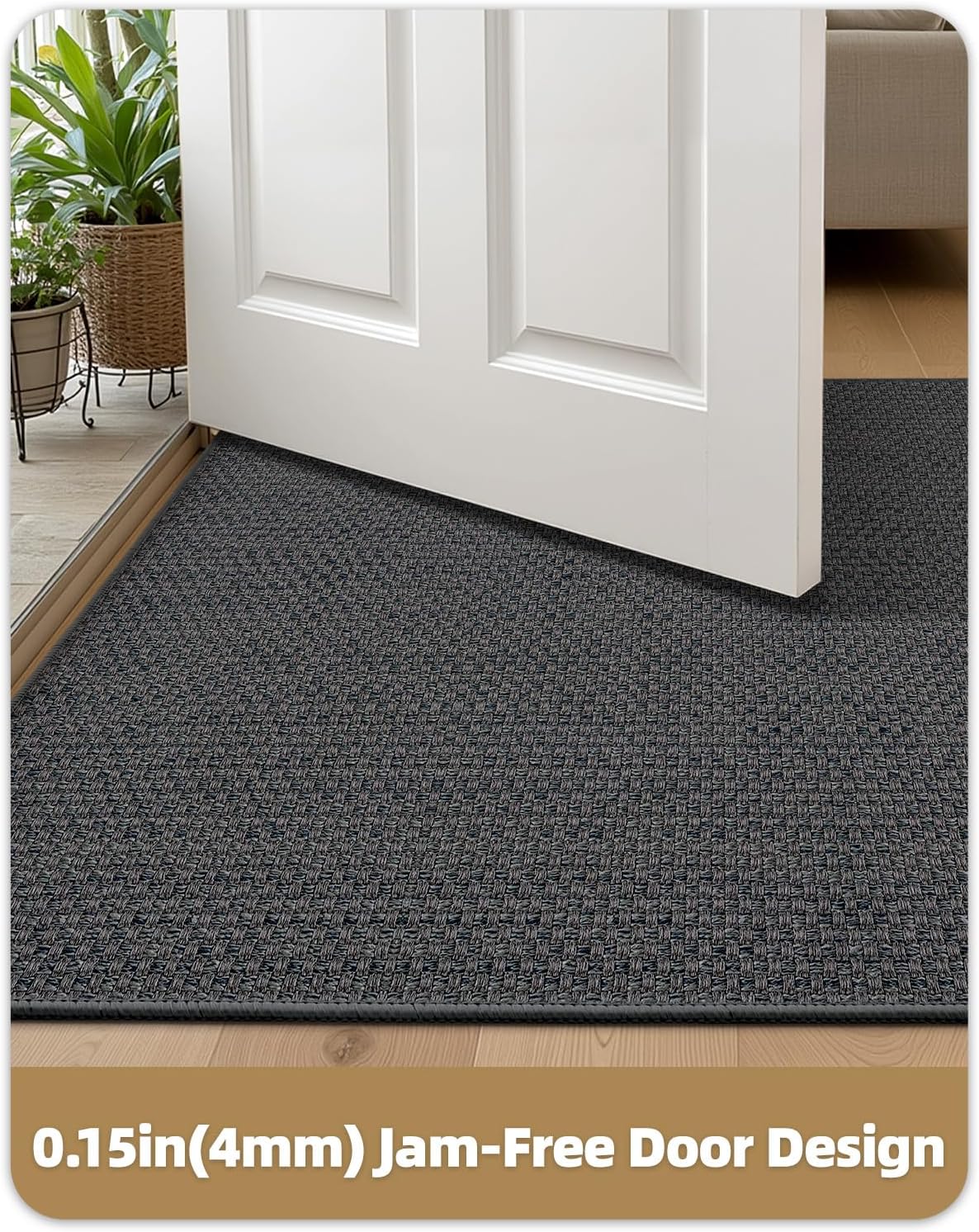 Color&Geometry Front Door Mat Indoor 26"x47", Rugs for Entryway, Non Slip Washable Low-Profile Inside, Entry Mat Entry Rug Door Mat Indoor Entrance, Grey (Rolled-up NO Creases)