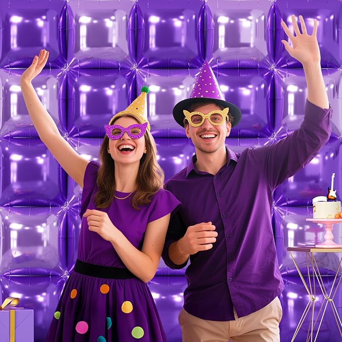NISOCY 25PCS Purple and Light Purple Square Foil Balloons Wall Backdrop Double Sided Dark Purple and Purple Balloons Arch Kit for Birthday Anniversary Wedding Baby Bridal Shower Party Decorations