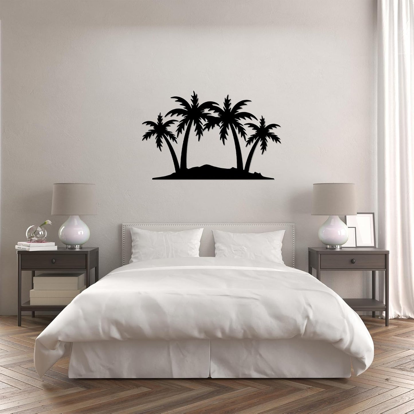 METALPLEX Plam Tree Metal Art - Durable, Rust-free Indoor & Outdoor Aluminum Composite Wall Decor - Home Decor For Living Room And Bedroom - Silver (35"x 23")