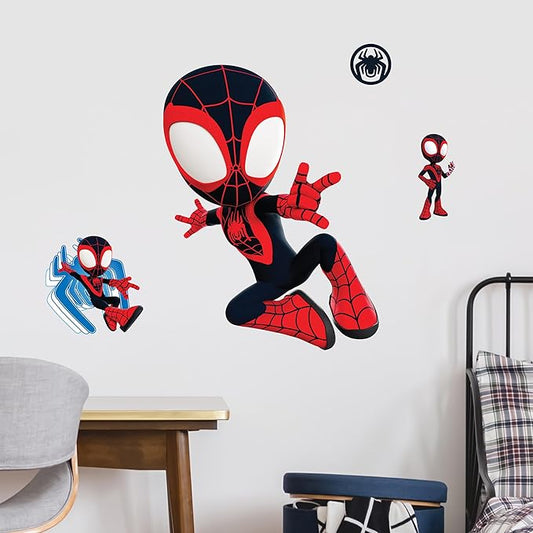 Marvel Spidey and His Amazing Friends Miles Morales Wall Decal - 20" Spin Vinyl Stickers for Bedroom Bathroom Decor - Spider-Man Peel and Stick Room Decorations