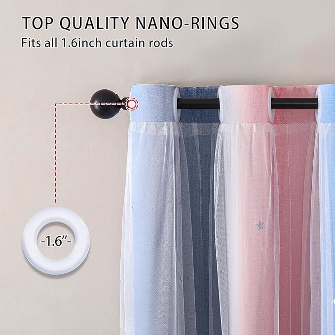 XiDi Dream Star Blackout Curtains for Kids Rooms Girl Princess Curtain for Daughter Bedroom Window (Pink Grey Blue, W34 X L63)