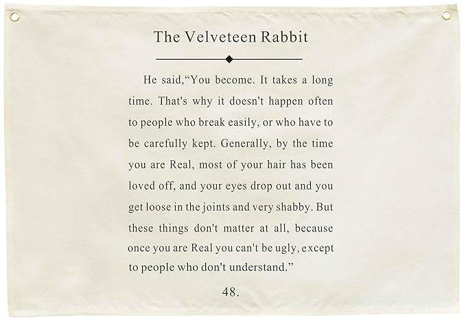 the Velveteen Rabbit Nursery Canvas Banner-Rectangular Flag Wall Sign for Baby Boy Girl Kids,Bedroom Babyroom Reading Room Playroom Wall Decoration,Baby Shower Birthday Christmas Gift