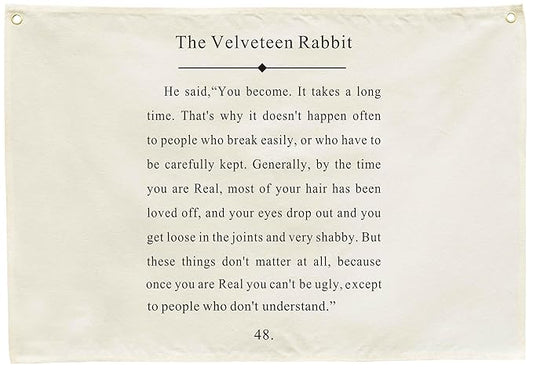the Velveteen Rabbit Nursery Canvas Banner-Rectangular Flag Wall Sign for Baby Boy Girl Kids,Bedroom Babyroom Reading Room Playroom Wall Decoration,Baby Shower Birthday Christmas Gift