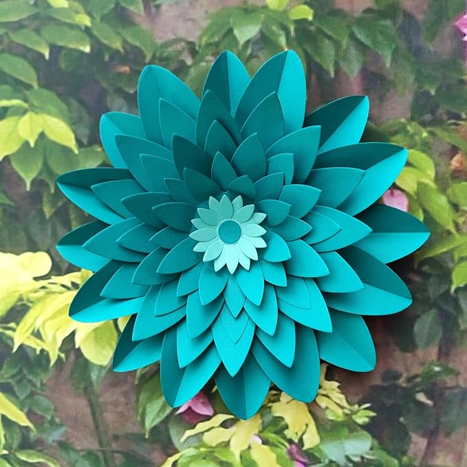 Teal Turquoise Aqua Paper Flower for Floral Wedding Centerpiece Backdrop Hanging Decor Birthday Centerpieces Baby Bridal Shower Pack of 6