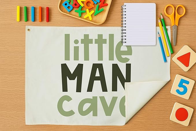 Little Man Canvas Banner-Nursery Wall Decor Hanging Rectangular Flag Sign Art for Boy Kids Teen,Bedroom Reading Room Playroom Decor,Baby Present Shower Birthday Christmas Gift