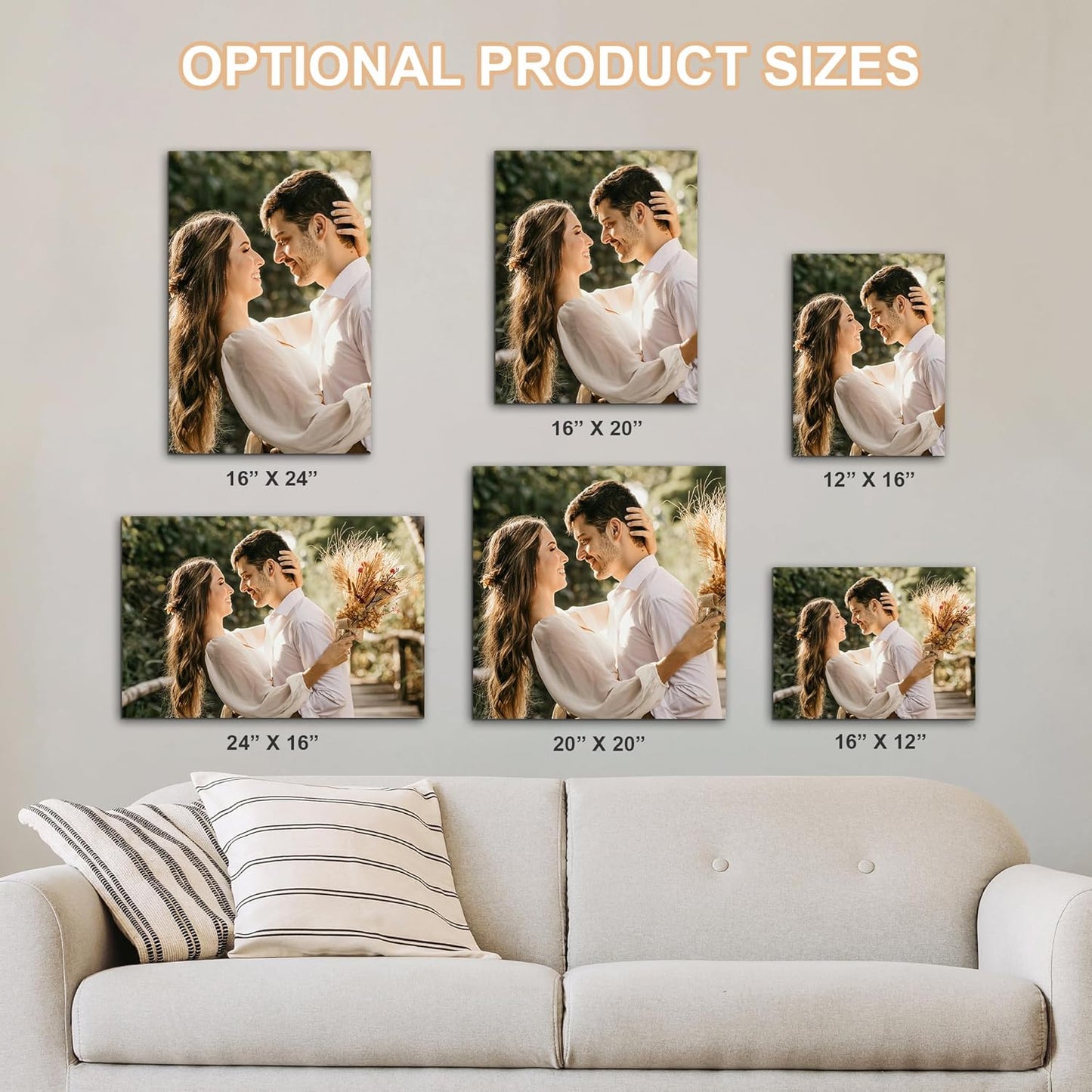 WayToLight Custom Canvas Prints with Your Photos Framed Personalized Picture Canvas Prints Wall Art Ideal for Home Decor Christmas Family Gifts (12" x 12")