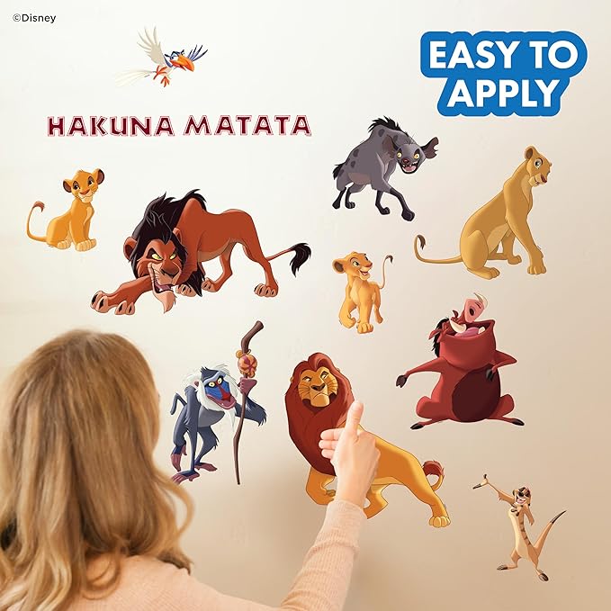Disney The Lion King Wall Decals - Set of 11 Vinyl Stickers for Nursery Bedroom Bathroom - Peel and Stick Room Decorations