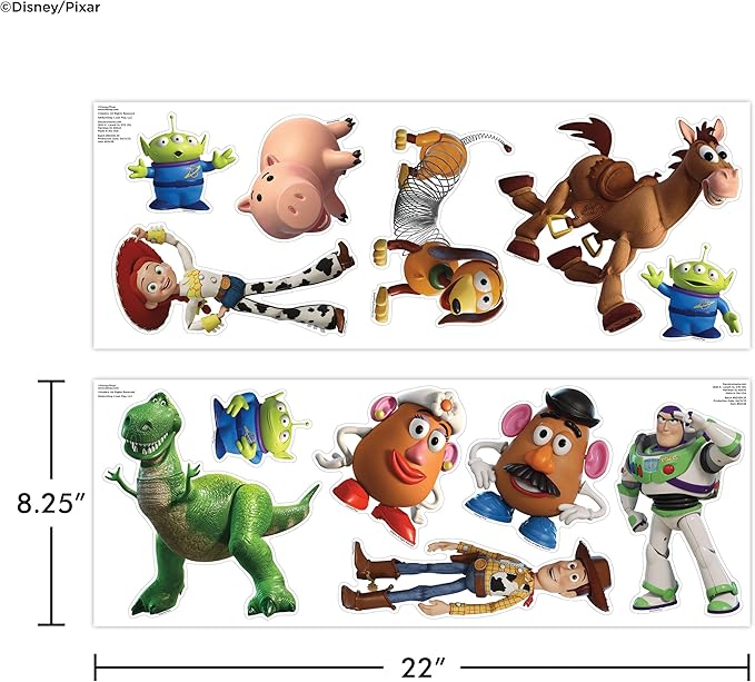 Disney Toy Story Wall Decals - Set of 12 Vinyl Stickers for Nursery Bedroom Bathroom - Peel and Stick Room Decorations