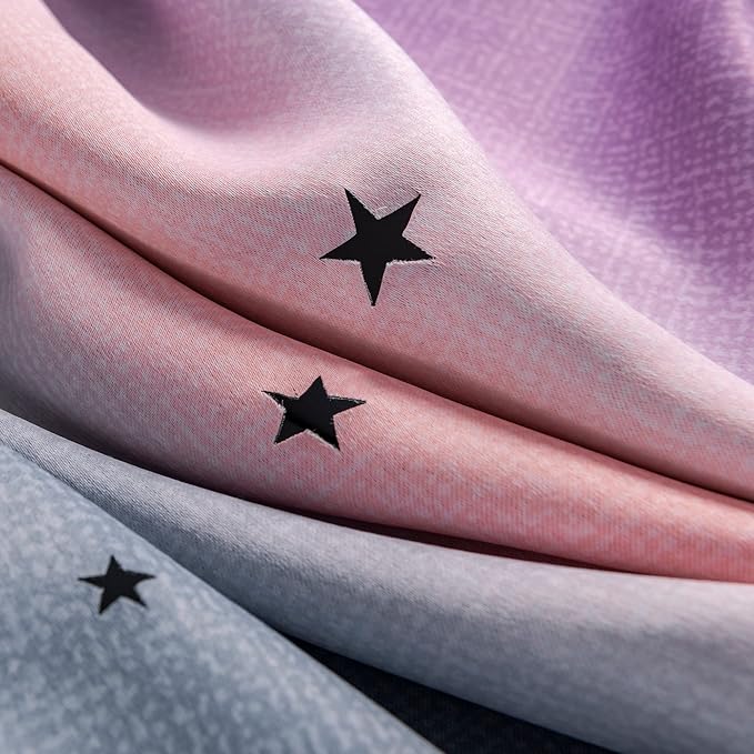 XiDi Curtains for Bedroom Decor, Rainbow GreyPinkPu-34-54