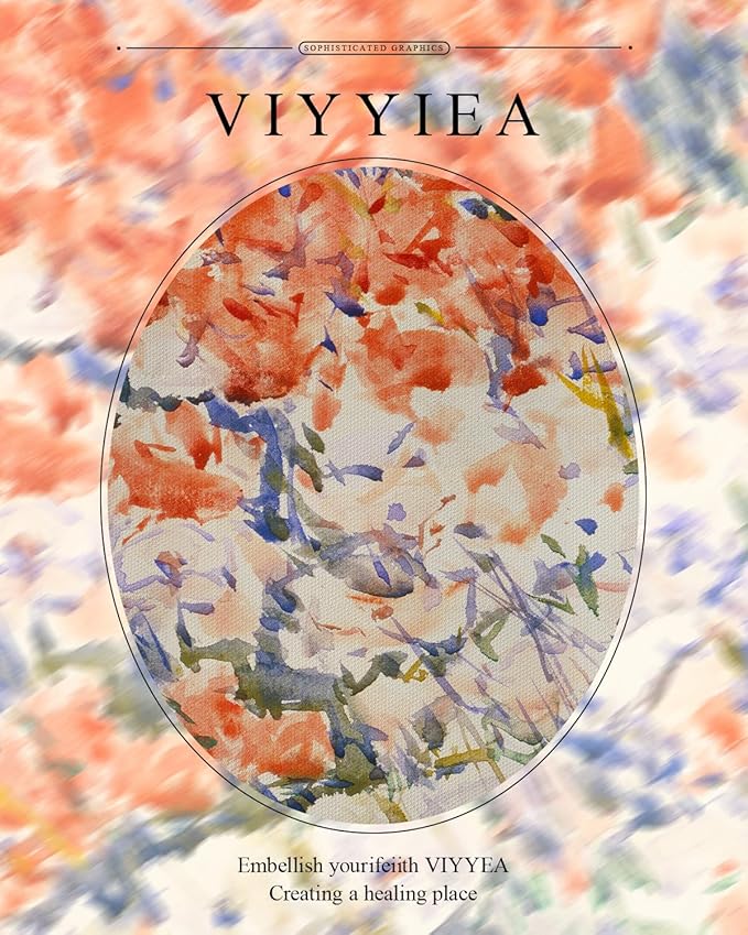 VIYYIEA Gold Framed Impressionist Wildflower Field Floral Canvas Wall Art, Vibrant Meadow Landscape - Elegant Home Decor for Bedroom and Living Room | No Glass Glare-Free Design | 11x14 Inch