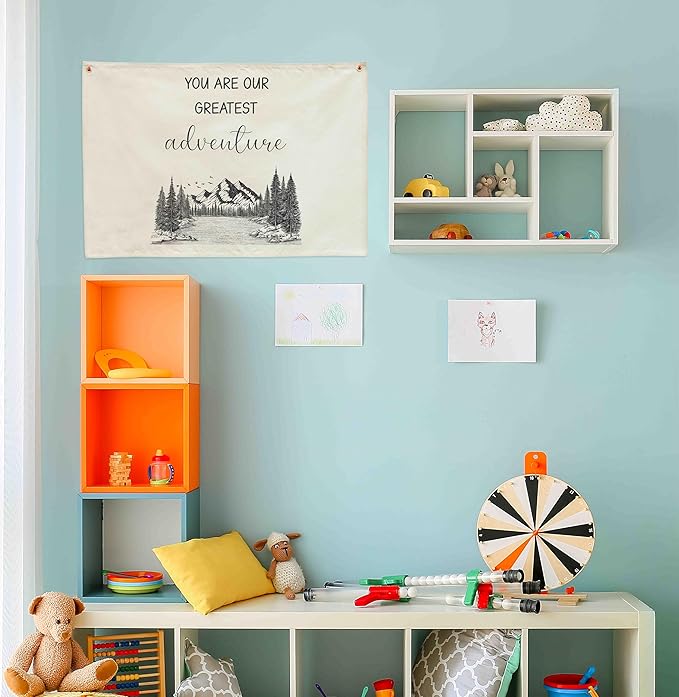 Nursery Nursery Bedroom Playroom Door Decor-Rectangular Banner Wall Decor Poster Flag Sign Art for Baby Boy Girl Kids Teen-Baby,Shower Birthday Christmas Gift-You Are Our Greatest Adventure