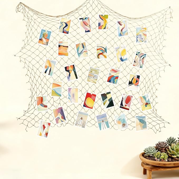 ZUEXT Caramel Decorative Fishing Net 80x40 Inch, Large Picture Fish Net, Wall Photo Hanging Fishnet for Nautical Mermaid Pirate Ocean Themed Hawaii Beach Under the Sea Party Decorations