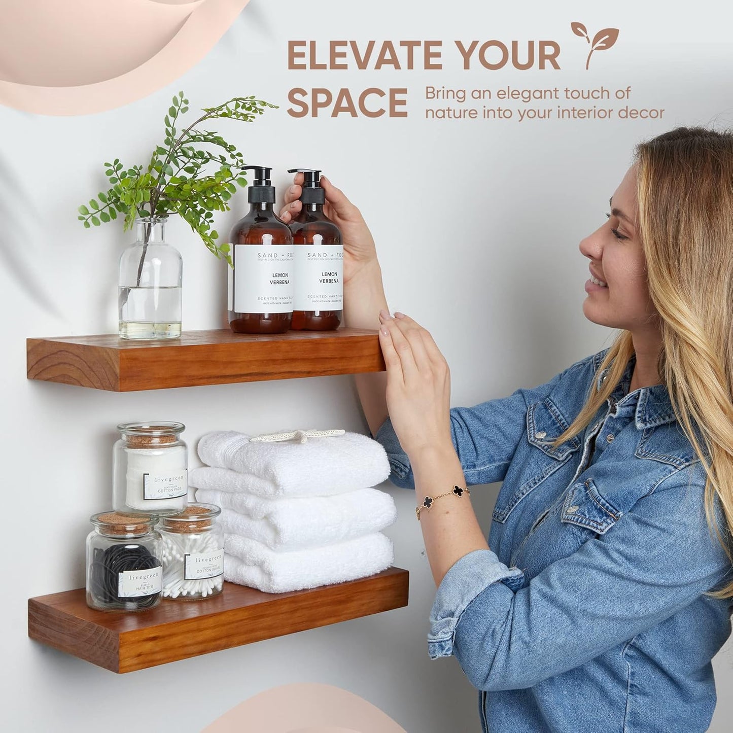 Homeforia 18 inch Floating Shelf Oak, High End Solid Real Wood 18inch Long Floating Shelves for Wall Mounted, Honey Oak Wooden 18in Floating Shelves, Heavy Duty Bracket, 18 X 6.5 X 1.75 inch, Set of 3