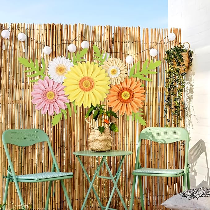 SUNBEAUTY Paper Flowers Decorations for Wall 3D Giant Daisy Artificial Flowers Bulletin Board Decoration Floral Paper Flowers Hanging for Spring Classroom Office Decor Wedding Baby Shower Garden Party