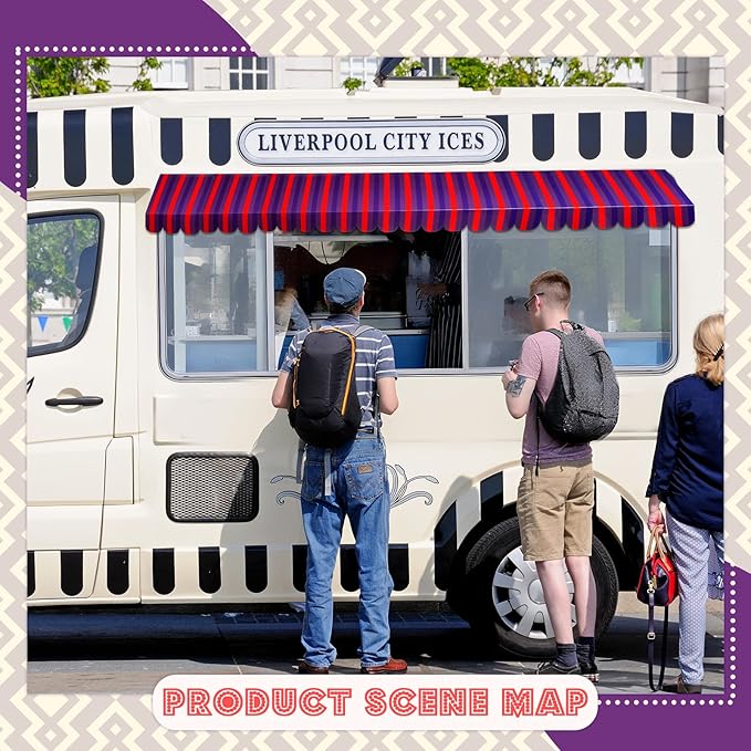 Boao 4 Pack Circus Awning Decoration 3D Stripe Cardboard Awning Carnival Wall Decor Circus Party Favors for Lemonade Stand Bakery Ice Cream Truck Bulletin Board Decor(Purple and Red)