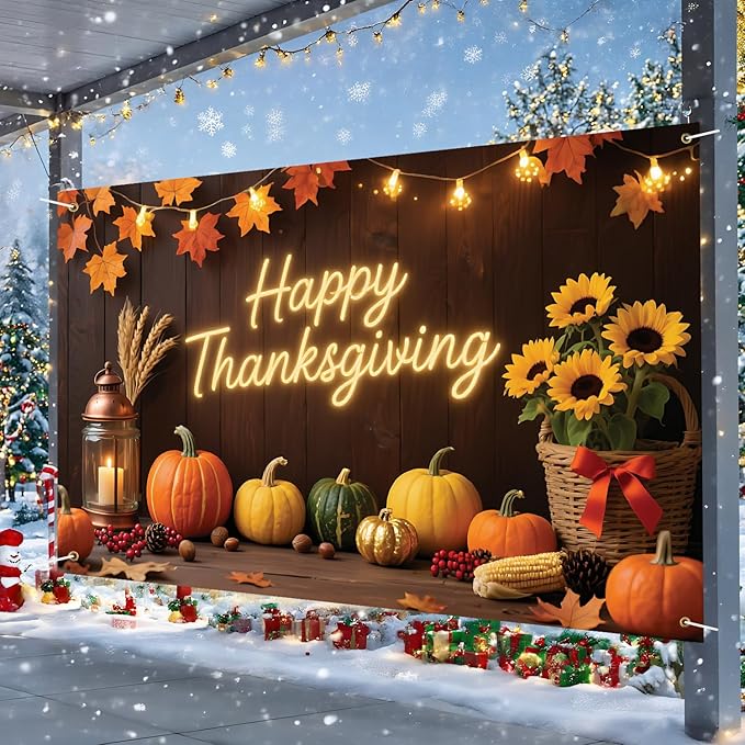 Happy thanksgiving Backdrop 71x43Inch Happy thanksgiving Banner Fall Party Theme Decorations Party Yard Sign