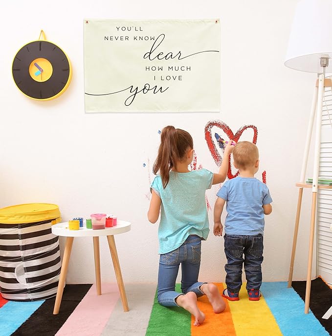 Baby Growth Stuff-Nursery Rectangular Hanging Canvas Banner Wall Decor-Poster Flag Sign Wall Art for Baby Girl Boy Kids,Nursery Bedroom Playroom Decor-Birthday Christmas Gift-You'll Never Know