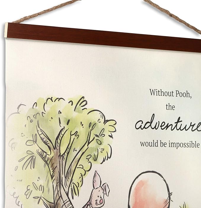 Open Road Brands Disney Winnie the Pooh Adventure Hanging Canvas Banner - Fun Pooh and Friends Wall Decor for Home